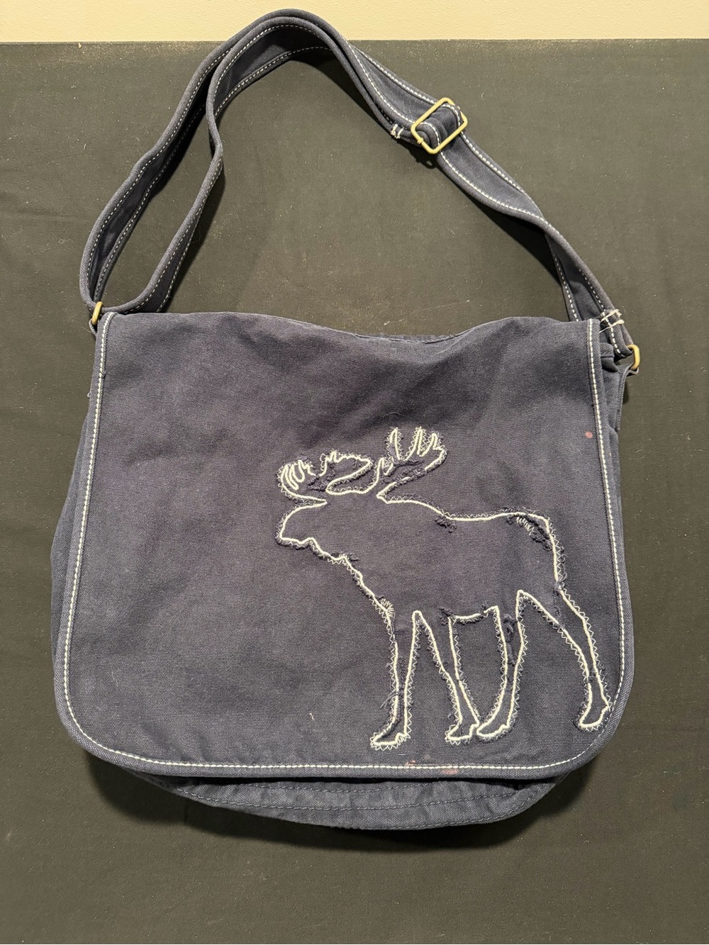 Abercrombie Canvas Moose Messenger Bag - Navy